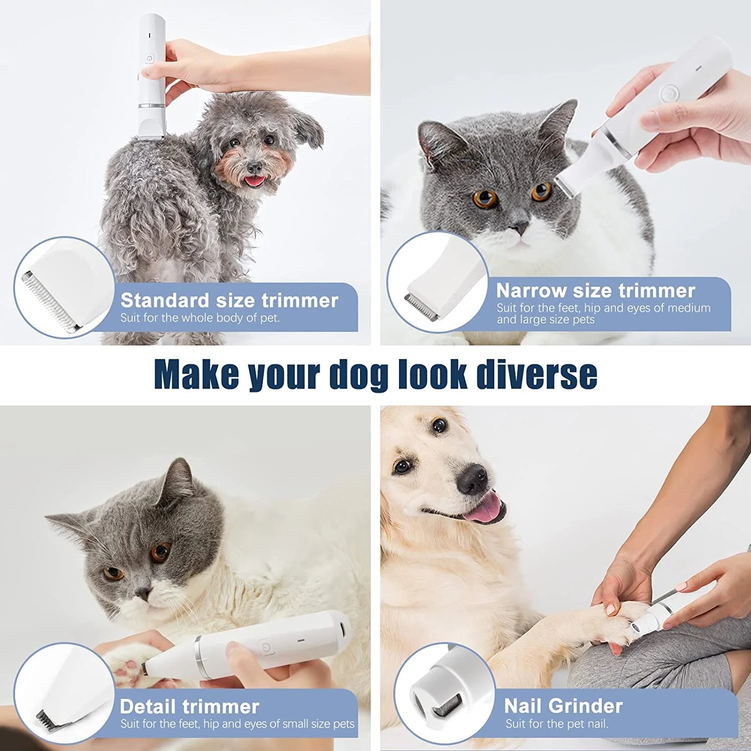 Rechargeable Low Noise Dog Grooming Clippers - Ever Tail